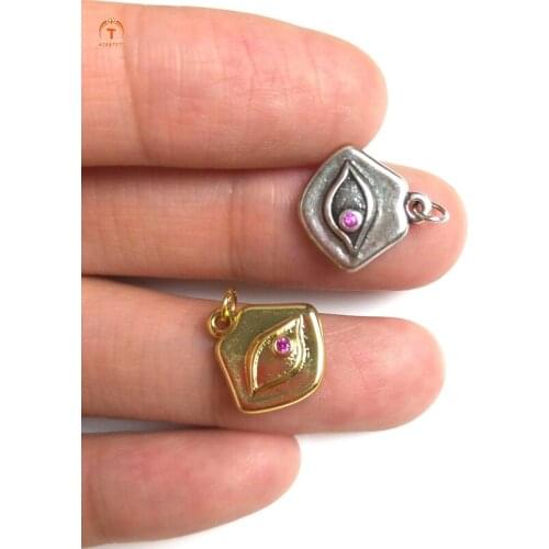 5pcs Amulet Evil Eye Charms Pendant Gold Silver Brass Evil Eye Pendant Amulet Spiritual Charm For Women Necklaces Jewelry Set Y