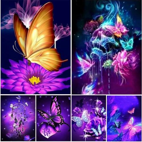 5D DIY Diamond Painting Cartoon Butterfly Kit Full Drill Square Embroidery Mosaic Art Picture Crystal Home Decoration Gift