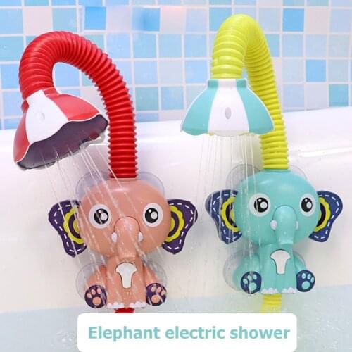 360 degrees Electric Elephant Water Pump Baby Bath Shower Head Spout Rinser Toys Children Kids Water Sprinkler Kit Game Gifts