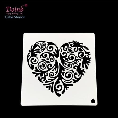 Love Heart Totem Plastic Spray Flower Cake Mold Strew Pad Stencil Duster Cupcake Fondant Decoration Baking Tool Moulds FQ4040