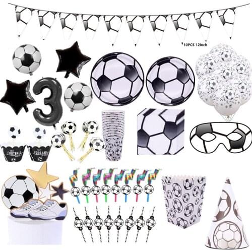 Football Theme Disposable Tableware set Sport boy Birthday Party baby shower cake Decor Supplies Soccer pattern Cup plate straw