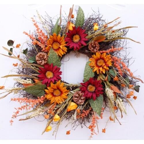 Simulate sunflower wreath European style wedding banquet home decoration Halloween Christmas decoration