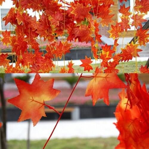 2.3M Artificial Vine Red Autumn Maple Leaf Fake Garland Plants Foliage Garden For Wedding Party Home Decoration