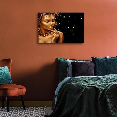 Canvas Painting Afro Golden Woman Art Print Nordic Poster Wall Art Pictures for Living Room Home Decor