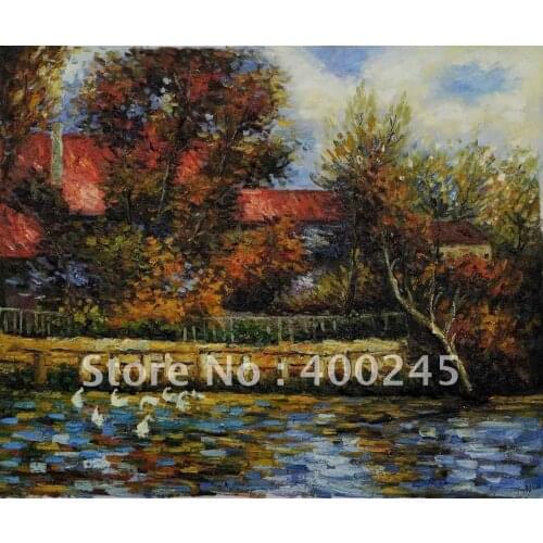 Pierre Auguste Renoir Painting Reproduction Duck Pond Canvas art 100%handmade+High quality