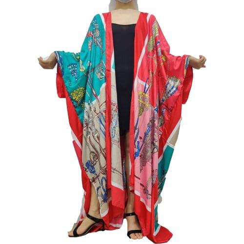 Winni 2021 New Excellent Floral Summer fallon Kimono For Women Dashiki African Holiday Swimming Wear Silk Kaftan Kimono