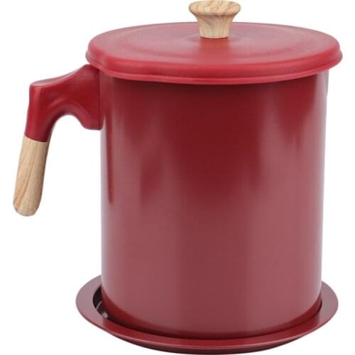 Oil Cruet Storage Grease Keeper for Kitchen,Grease Container with Strainer and Dust-Proof Lid,Oil Filter Pot