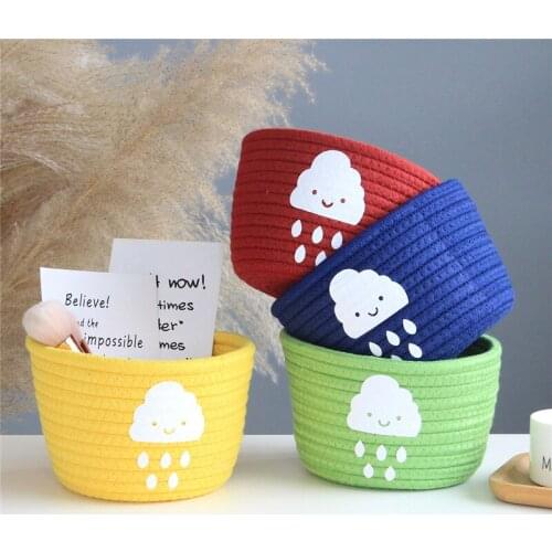 Raindrop Cotton Rope Storage Baskets Weaving Nordic Home Sundries Toy Laundry Basket Desktop Cosmetic Container Gifts Organizer