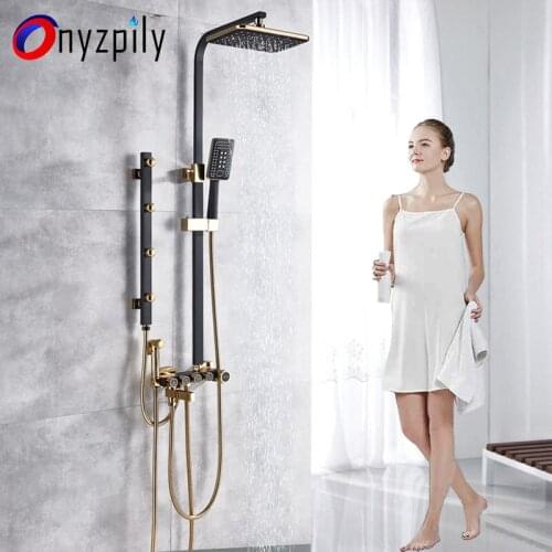 Black Golden Shower Multifunction Bathroom Bathtub ABS Handles Rainfull & Massage Shower Hot & Cold Water Hand Spray