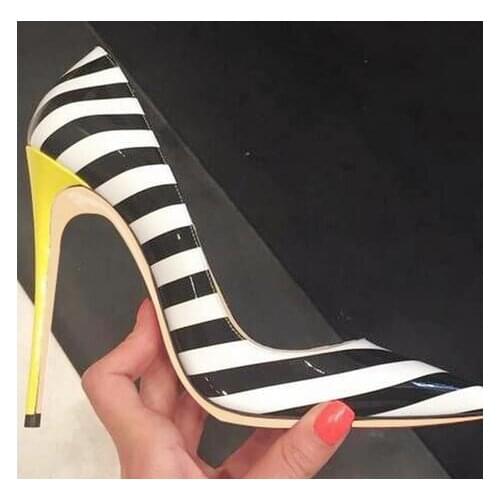Moraima Snc Pointed Toe 12/10cm Thin Heels Woman Shoe Sexy Thin Heels Pumps Slip on Stiletto Heels Party Dress Shoe 35-44