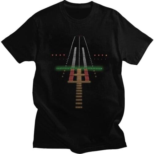 Airport Runway Lights At Night T Shirt Men Cotton Tshirt Graphic Tees Short Sleeved Air Traffic Controller T-shirt Clothing Gift
