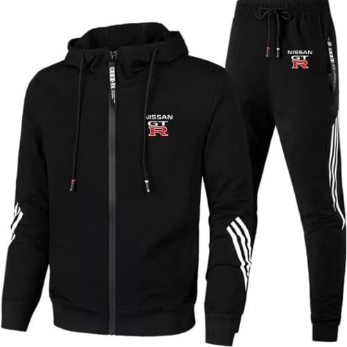New Brand 2021 Printed Mens Sports Suit Zipper Hoodie + Pants 2-piece Casual Sportswear Mens Outdoor Jogging Sportswear