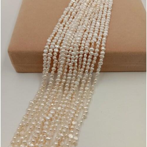 One strand 37 cm ,3-4 mm MINI baroque FRESHWATER PEARL in strand ,100% NATURE freshwater pearl material -AA quality