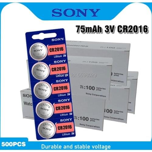 500Pcs For Sony CR2016 Original Lithium Button Battery 3V cr 2016 DL2016 KCR2016 BR2016 Coin Cell batteries for watch computer