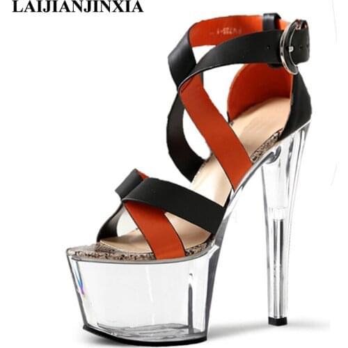 LAIJIANJINXIA New Arrival Sexy Ankle Straps Gladiator Sandals High Heels Platform Summer Shoes Crystal Shoes