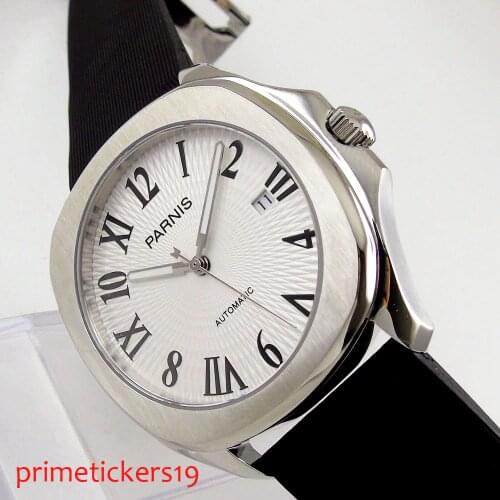 Sapphire crystal 40mm black/white/blue dial self winding mens watch square watch case date