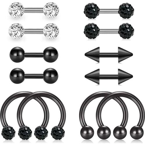 Of Earrings Cartilage Tragus Earrings 16G Studs Horseshoe Rook Hoop Helix Conch Snug Daith Studs Piercing for Women Men