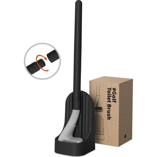 Golf Silicone Toilet Brush Cleaner TPR Bristles Long Handle Cleaning Brush Quick Drying Wc Accessories for Bathroom Storage