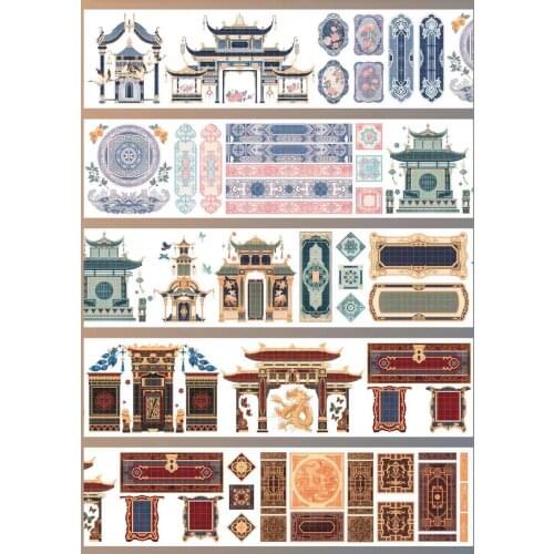Big Size Vintage Ancient Style Buildings Washi Tape for Card Making Bullet Journal DIY Scrapbooking Label Sticker
