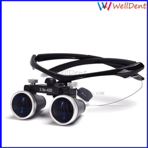 Dental 3.5x 420mm Led Head Light Lamp Surgical Binocular Loupes With+aluminum Box