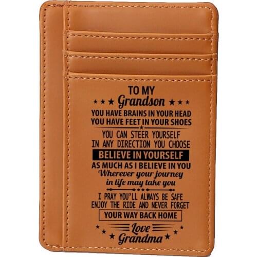 Slim Minimalist Front Pocket RFID Blocking Leather Wallets for Men Women Engraving Genuine Leather Card Wallet to Men,to son