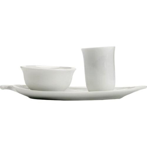 Vintage tea cup with saucer, white porcelain coffee cup, ceramic cup and saucer