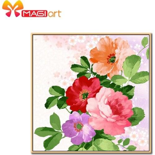 Cross stitch kits Embroidery needlework sets 11CT water soluble canvas patterns 14CT Colorful flowers-NCMF177