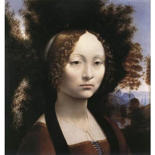 High quality Oil painting Canvas Reproductions Portrait of Ginevra Benci (1474)by Leonardo Da Vinci Painting hand painted