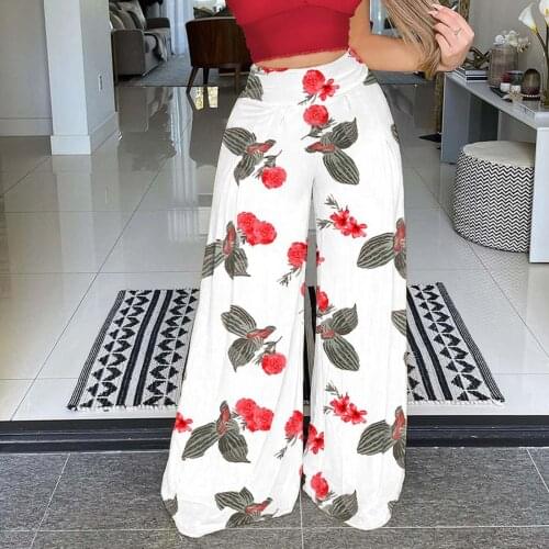 High Waist Pants Womens flowers Printing Sports Pants For Women Trousers Wide Leg Pant High Waist Sweatpants Baggy Streetwear