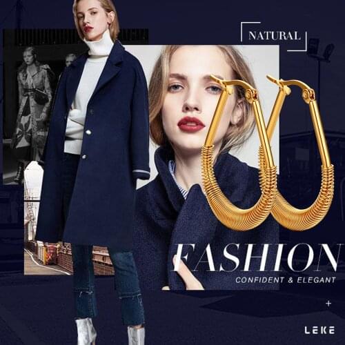 BONISKISS Fashion Women Unique Water Drop Pattern Stainless steel Ladies Hoop Earrings Charming boucle d'oreille Bijoux