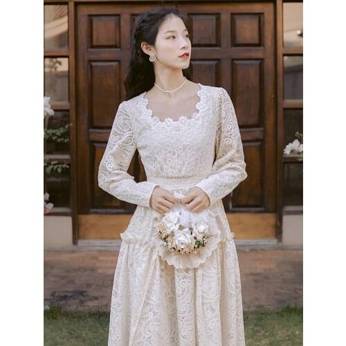 2020 new fashion womens clothing Ankle-Length Square Collar dress women