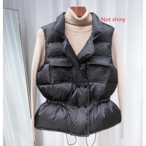 Winter Down Vest Women Short Vest Windbreaker Lightweight Body Warmer Waistcoat Female White Gilets Down Coat Sleeveless Jacket