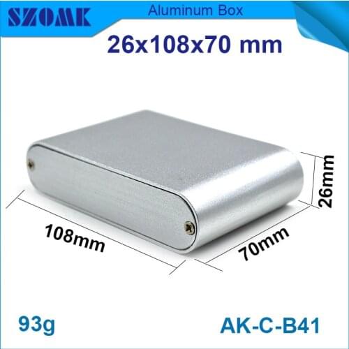 1 piece small silvery aluminium instrument housing electrical control case enclosure 26*108*70mm
