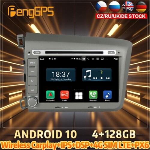 128G Android10 PX6 DSP For HONDA Civic 2012 2015 Car DVD GPS Navigation Auto Radio Stereo Video Multifunction CarPlay HeadUnit