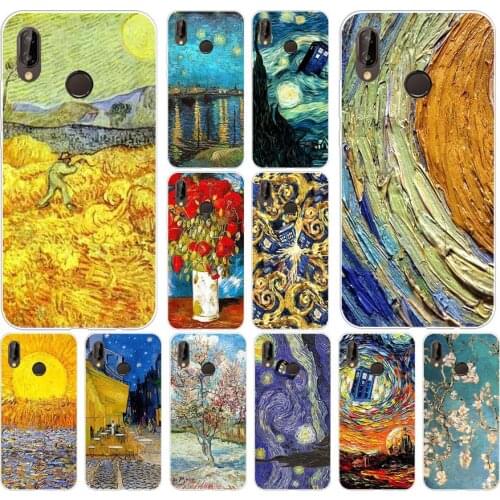 157H Van Gogh Tardis Soft Silicone Tpu Cover Case for huawei p 20 lite pro y6 2017 mate 10 lite