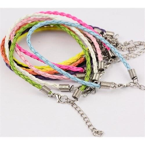 20pcs/lot Mixed Colors Leather Braided Round Bracelet DIY Jewelry Accessories