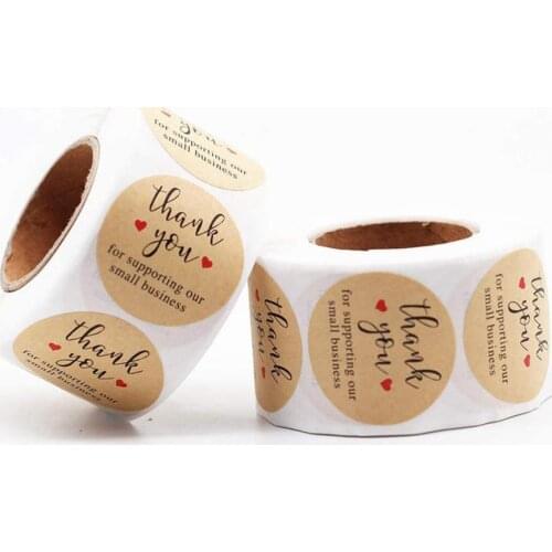 3 Roll Paper Sticker Self-adhesive Innovative Adhesive Sticker Round Decorative Gift Thank You Decal Home Birthday Party