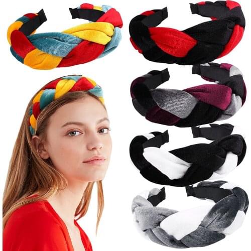 5 Pcs of Flannel Braid, Knotted Color Matching Headdress Fashionable Female Headdress