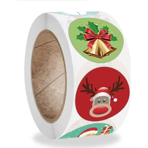 500 Round Cute Merry Christmas Stickers Thank You Card Box Packaging Label Sealing Sticker Wedding Decoration Stationery