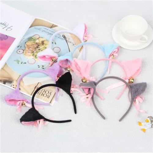 6 Colors Beautiful Masquerade Halloween Cat Ears Cosplay Cat Ear Anime Party Costume Bow Tie Bell Headwear Headband Anime