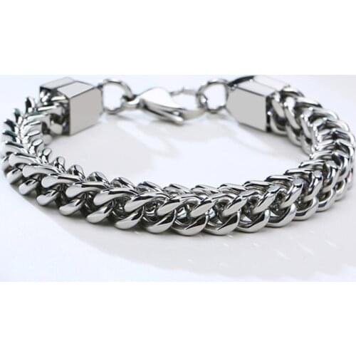 8mm 8.3 inches Franco chain Bracelet Stainless steel mens Gifts Hip-Hop Punk wristband Silver
