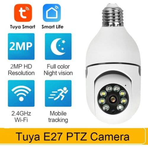 2MP WIFI E27 Lamp Bulb IP Camera IR Night Vision PTZ Home Security Camera CCTV Video Surveillance Work With Tuya Smart Life