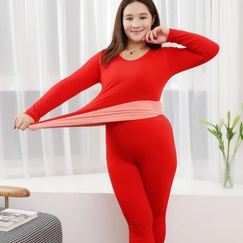 Autumn Women Long Johns Solid Warm Winter Girls Underwear Plus Size Thermal Underwear Suit Women Clothing Set