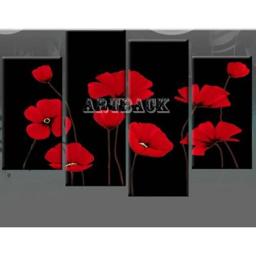 Red Orchid Rose 4pcs/Set 5D Diamond Embroidery Flower 3d Diy Diamond Painting Full Square Drill Rhinestone Mosaic Painting