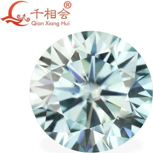Blue color 3mm to 12mm Round Brilliant cut moissanites material loose stone
