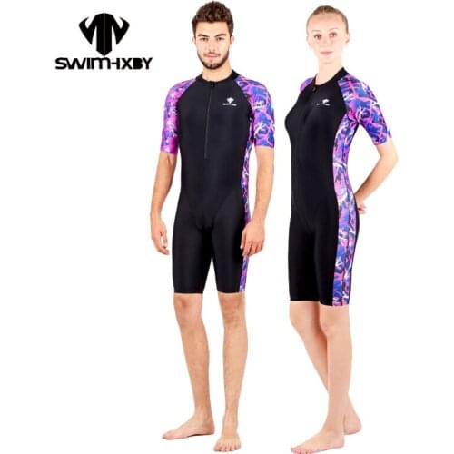 HXBY Short Sleeve Men Swimsuit One Piece Plus Size Competittion Racing Swimwear Women Swimming Suit For Women Womens Swimsuits