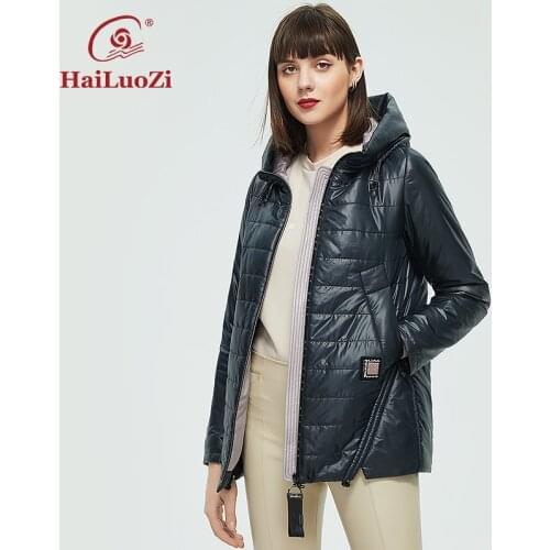 HaiLuoZi 2021 Autumn Women Jacket Plus Size Warm Thin Cotton Parka Short Fashion Casual Hooded Outwear Womens Jackets 838