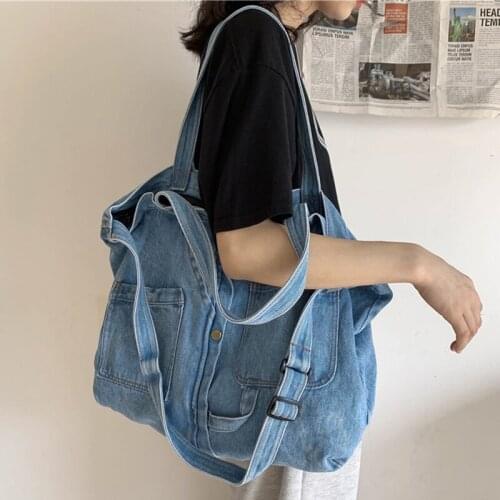 Fashion Denim Women Handbags Large Capacity Shoulder Bags for women 2021 New Luxury Designer Handbag Travel Tote Bag Sac A Main