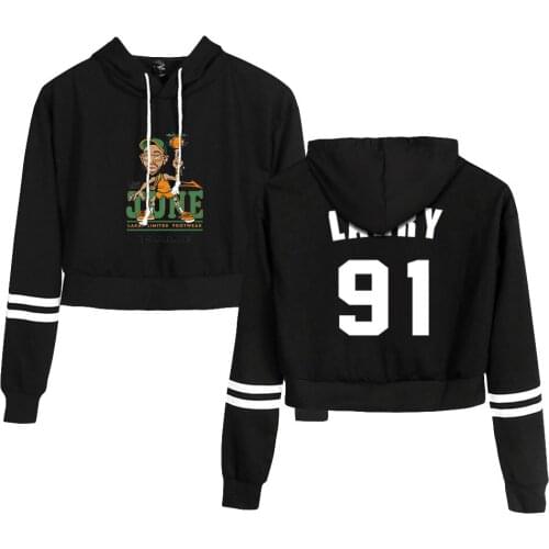 Larry June Fashion Crop Hoodies Women Hooded Pullover Crop Top Hot Sale Casual Streetwear Clothes