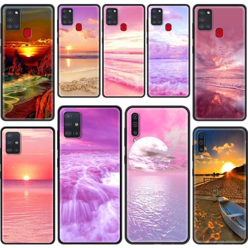 Soft Case for Samsung Galaxy A32 A52 A72 4G A21S A51 A71 A12 A02S A21EU A41 A31 5G Phone Coque Shell Romantic Ocean Beach Sunset